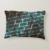 赤い青の汚れ、傷、グリッドまたはレンガ効果 アクセントクッション (裏面)