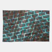 赤い青の汚れ、傷、グリッドまたはレンガ効果 キッチンタオル (横)