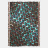 赤い青の汚れ、傷、グリッドまたはレンガ効果 スローブランケット (正面縦)