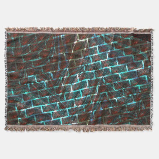 赤い青の汚れ、傷、グリッドまたはレンガ効果 スローブランケット (正面)