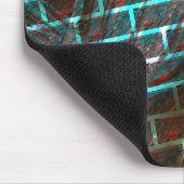 赤い青の汚れ、傷、グリッドまたはレンガ効果 マウスパッド (コーナー)