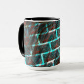 赤い青の汚れ、傷、グリッドまたはレンガ効果 マグカップ (正面左)