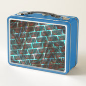 赤い青の汚れ、傷、グリッドまたはレンガ効果 メタルランチボックス (裏面)