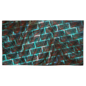 赤い青の汚れ、傷、グリッドまたはレンガ効果 枕カバー (正面左)