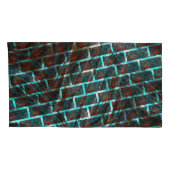 赤い青の汚れ、傷、グリッドまたはレンガ効果 枕カバー (裏面-右)