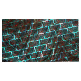 赤い青の汚れ、傷、グリッドまたはレンガ効果 枕カバー