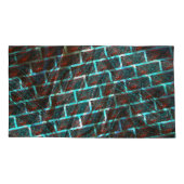 赤い青の汚れ、傷、グリッドまたはレンガ効果 枕カバー (裏面-左)