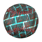 赤い青の汚れ、傷、グリッドまたはレンガ効果 野球ボール (裏面)