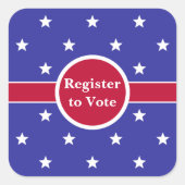 赤い青の白い星の投票に登録 スクエアシール (正面)