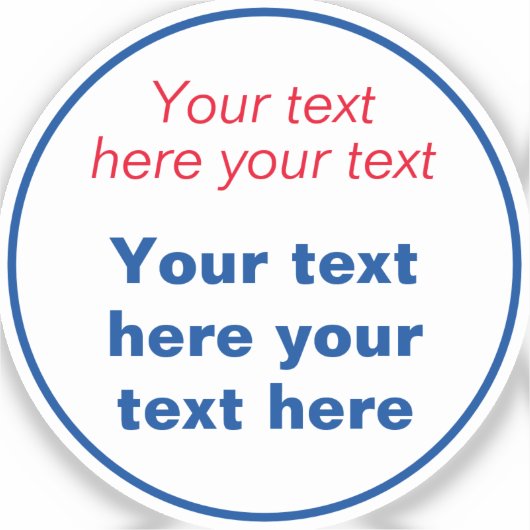 赤い青の白ここにテキストを置き換えるスローガン シール (正面)