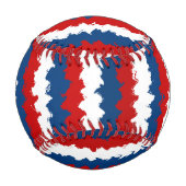 赤い青の白カッコいいストライプ色 野球ボール (正面)