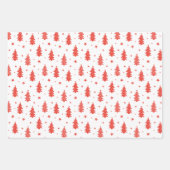 赤い青の緑に一致するクリスマスツリーのパターン ラッピングペーパーシート (正面3)