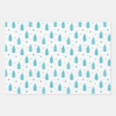 赤い青の緑に一致するクリスマスツリーのパターン ラッピングペーパーシート (正面2)