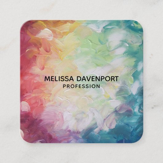 赤い青の緑の抽象芸術厚いテクスチ絵を描ャ スクエア名刺 (正面)