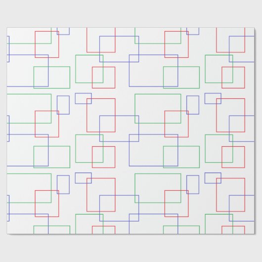 赤い青の緑の正方形と長方形の抽象芸術 ラッピングペーパー (フラット)