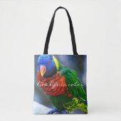赤い青の緑の鳥の写真ライブライフのカラー引用文 トートバッグ (正面)