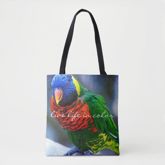 赤い青の緑の鳥の写真ライブライフのカラー引用文 トートバッグ (正面)