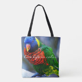 赤い青の緑の鳥の写真ライブライフのカラー引用文 トートバッグ (裏面)