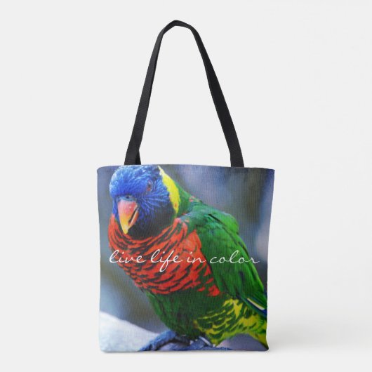 赤い青の緑の鳥の写真ライブライフのカラー引用文 トートバッグ (裏面)