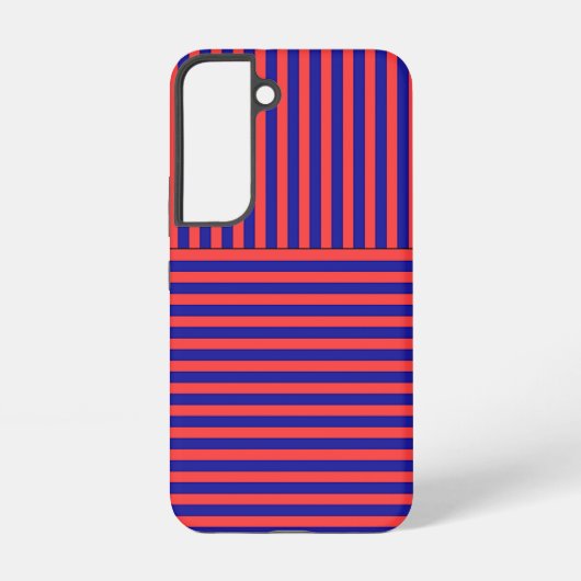 赤い青の縦の横ストライプ線 SAMSUNG GALAXYケース (裏面)
