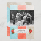 赤い青の色のブロック休日のフォトカード シーズンカード (正面/裏面)