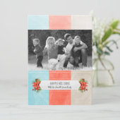 赤い青の色のブロック休日のフォトカード シーズンカード (スタンド正面)