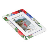 赤い青の花模様フォトコラージュ葬儀 マグネット (右側)