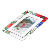 赤い青の花模様フォトコラージュ葬儀 マグネット (左側)