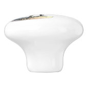 赤い青の黄色いオンドリ（白） セラミックノブ (側面)