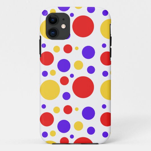 赤い青の黄色い円のドット Case-Mate iPhoneケース (裏面)