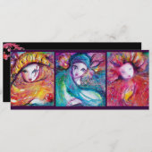 赤い青の黄色のベネチアンマスカレードパーティーのマスク 招待状 (正面/裏面)