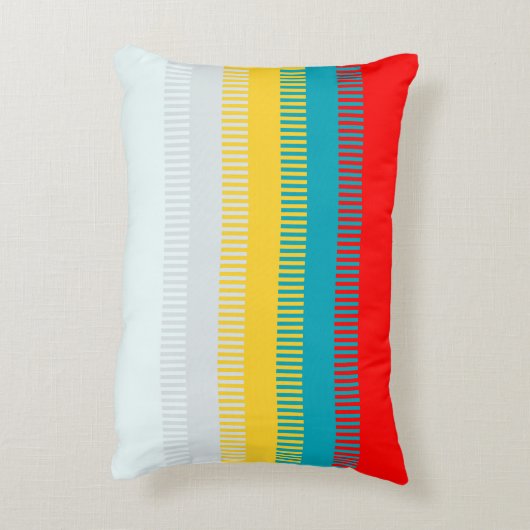 赤い青の黄色の白いグレーの抽象芸術パターユニークン アクセントクッション (裏面(縦))