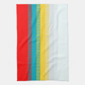赤い青の黄色の白いグレーの抽象芸術パターユニークン キッチンタオル (縦)