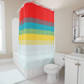 赤い青の黄色の白いグレーの抽象芸術パターユニークン シャワーカーテン (インサイチュ)