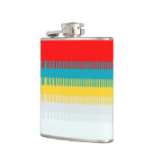 赤い青の黄色の白いグレーの抽象芸術パターユニークン フラスク (左)