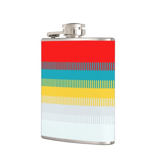 赤い青の黄色の白いグレーの抽象芸術パターユニークン フラスク (左)