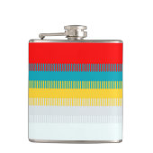 赤い青の黄色の白いグレーの抽象芸術パターユニークン フラスク (正面)