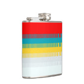 赤い青の黄色の白いグレーの抽象芸術パターユニークン フラスク (右)