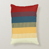赤い青の黄色の白い灰色のパターユニークンをミュート アクセントクッション (正面(垂直))