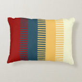 赤い青の黄色の白い灰色のパターユニークンをミュート アクセントクッション (裏面)