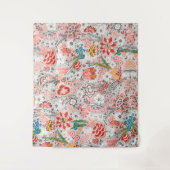 赤い青の黄色の野生の花チューリップ葉、フローラ タペストリー (正面)