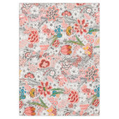 赤い青の黄色の野生の花チューリップ葉、フローラ テーブルクロス (正面)