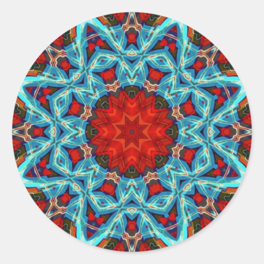 赤い青のGeoStarシール ラウンドシール (正面)