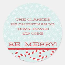 赤い青はメリークリスマスアドレスのステッカー ラウンドシール