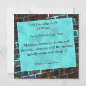 赤い青みがかった染み、スクラッチ、グリッドまたはレンガの効果 招待状 (裏面)