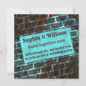 赤い青みがかった染み、スクラッチ、グリッドまたはレンガの効果 招待状 (正面)