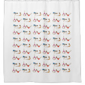 赤い青カラフル色の黄色のヨガポーズのシャワーカーテン シャワーカーテン (正面)