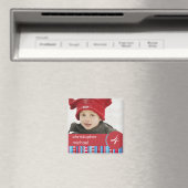 赤い青ストライプ色の誕生日フォトマグネット マグネット (インサイチュ (食洗機))