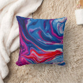 赤い青大理石テクスチャ クッション (ブランケット)