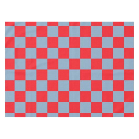 赤い青市松模様にいギンガムパターン テーブルクロス (正面(横))